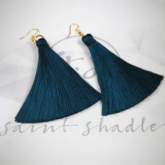 Handmade; long tassels earrings; lightweight earri - Picture 2 of 2
